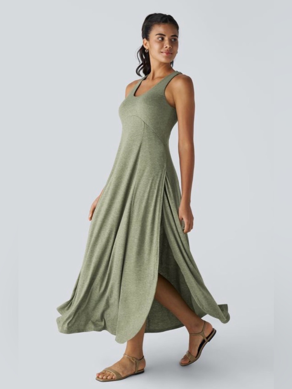 HALARA U Neck Flowy Maxi Casual Tank Dress